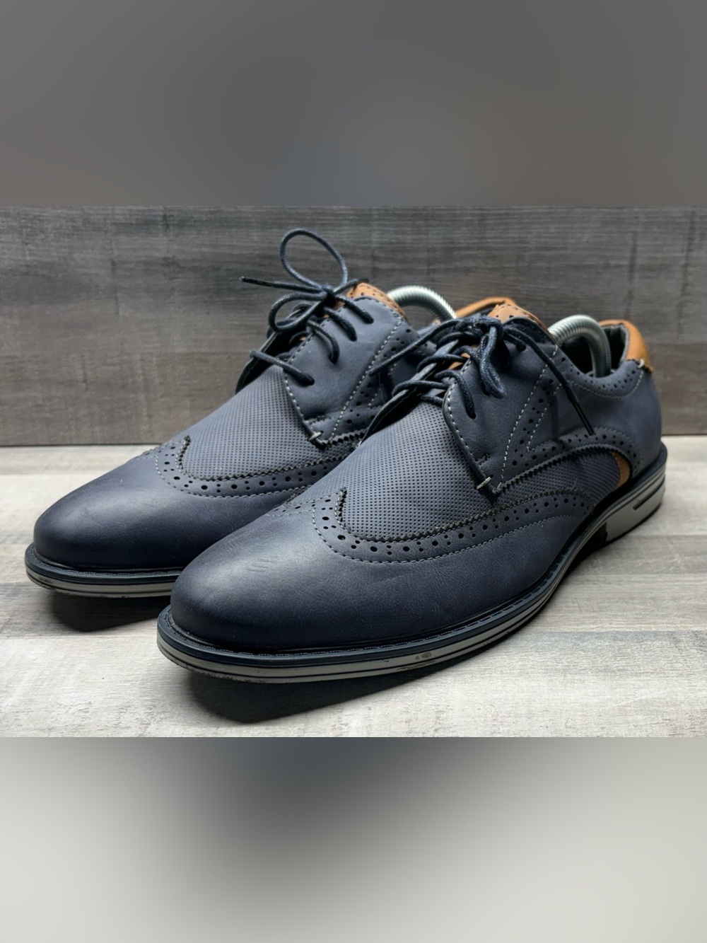 Marco Vitale Collezione Men’s Size 10 Navy Blue Wingtip Oxford Dress Shoes
